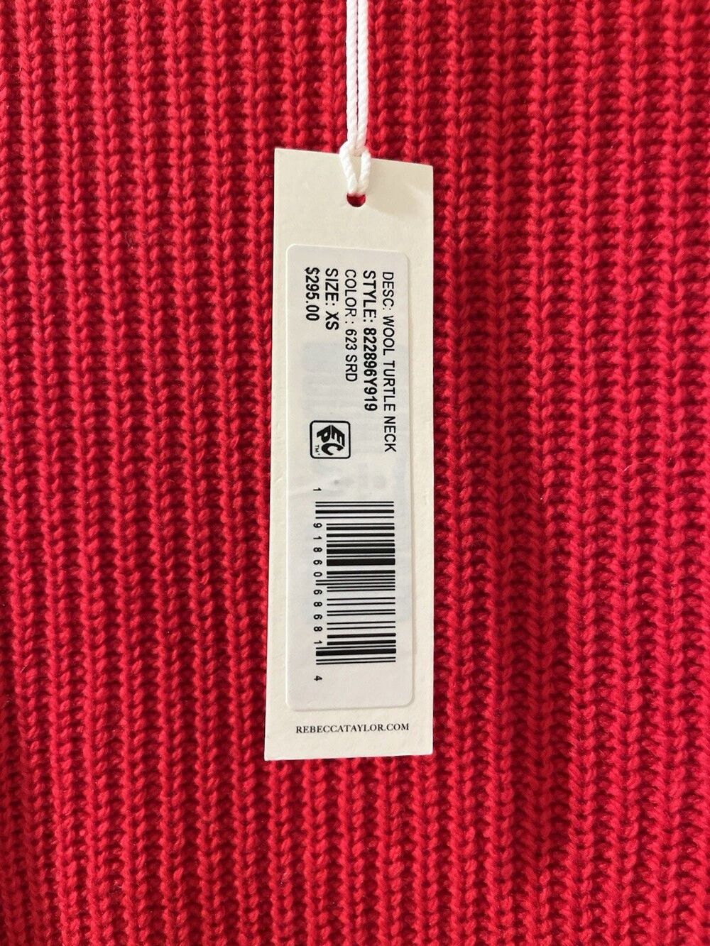 Rebecca Taylor womens Red Wool Blend Mock Neck Turtleneck Sweater size XS $295 - Picture 5 of 11